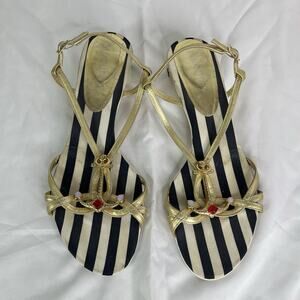 Ramon Tenza Nautical Gold Sandals size US9, Summer, Spring, Casual, Chic, Anchor